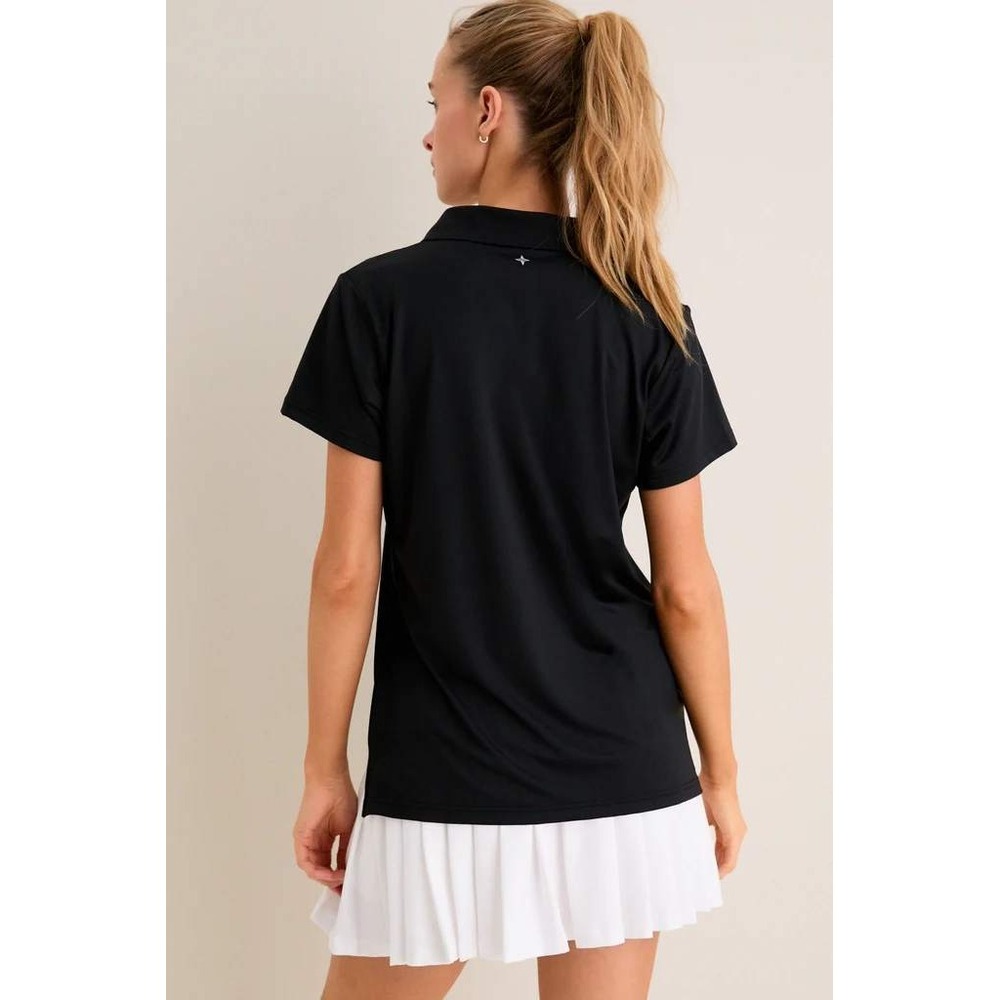 Tuckernuck Womens Black Performance V-Neck Polo Shirt Short Sleeve Size XL NWT - Picture 2 of 6